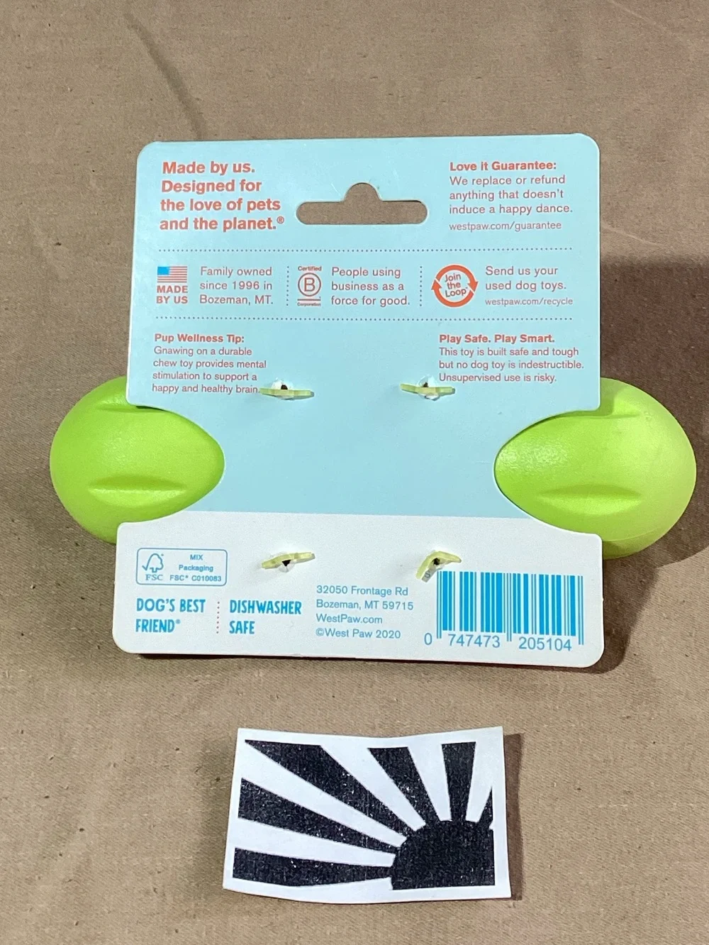 West Paw Zogoflex Hurley Tough Dog Chew Toy, Granny Smith, Small